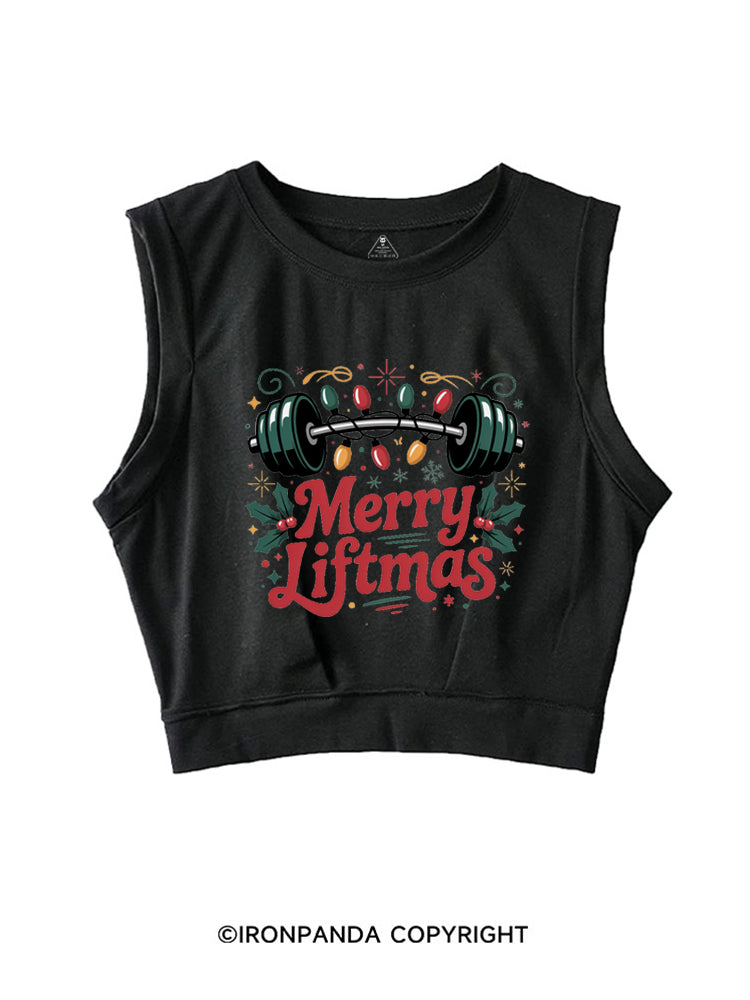 MERRY LIFTMAS GYM CHRISTMAS WEIGHTLIFTING SLEEVELESS CROP TOPS