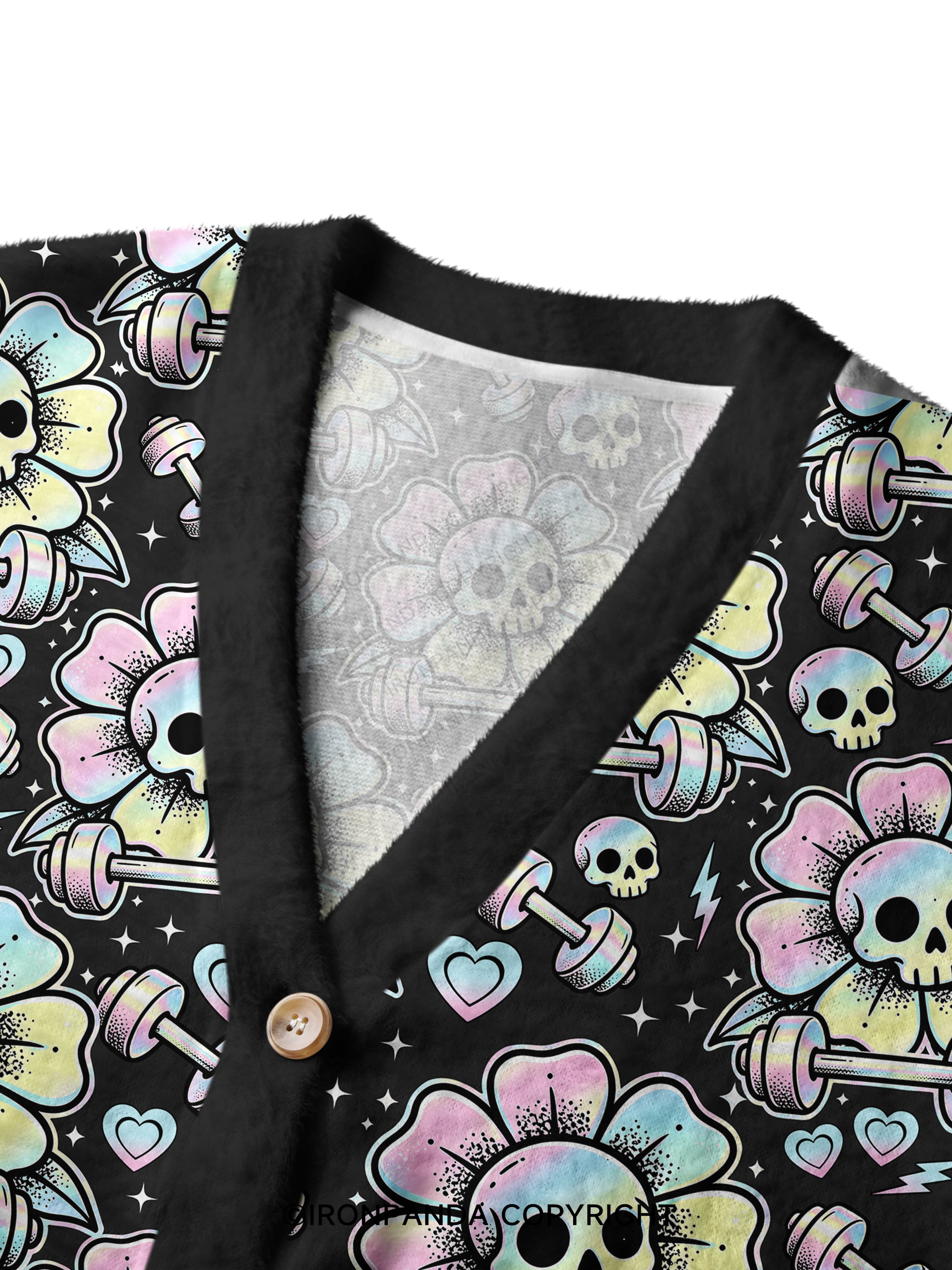 IF I DIE I DIE SKELETON Crop Ugly Cardigan Sweater