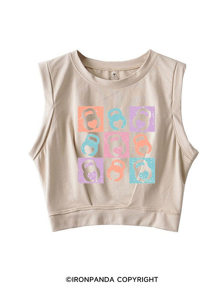 COLORS KETTLEBELL HEART SLEEVELESS CROP TOPS