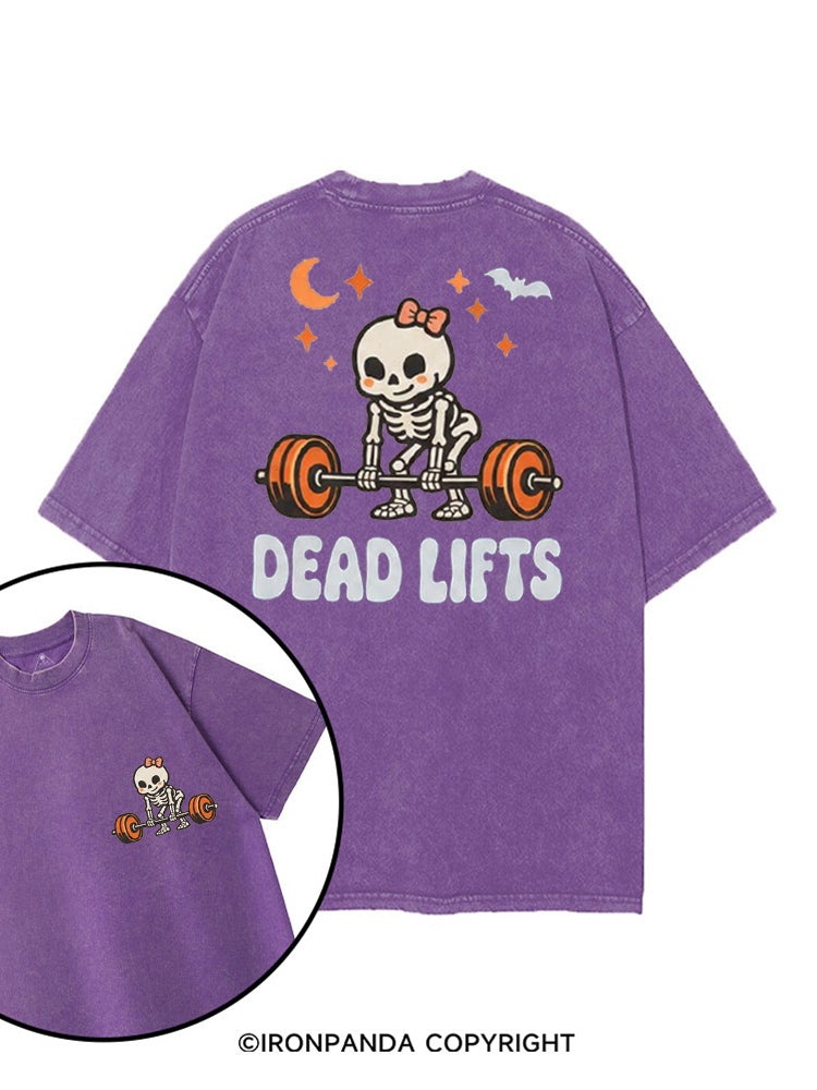DEAD LIFTS SKELETON HALLOWEEN printed Gym Shirt