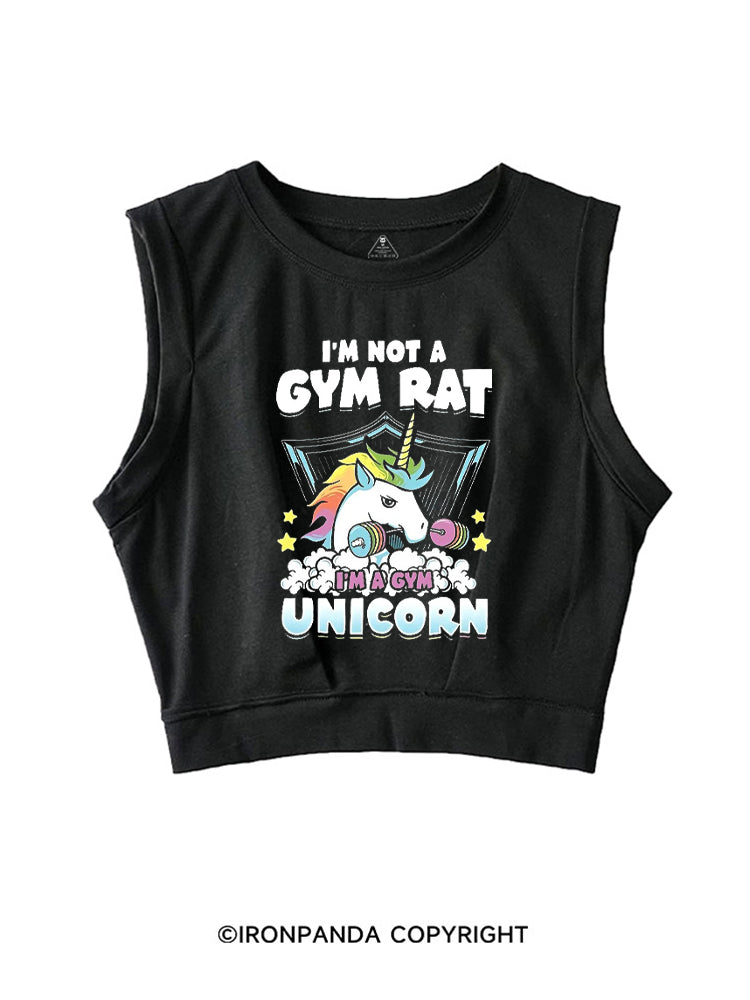 I'M NOT A GYM RAT I'M A GYM UNICORN FITNESS SLEEVELESS CROP TOPS