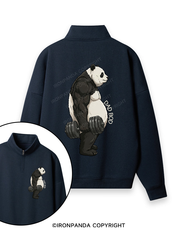 Dad Bod Panda Double-Sided Printed Quarter-Zip Fleece Sweatshirt