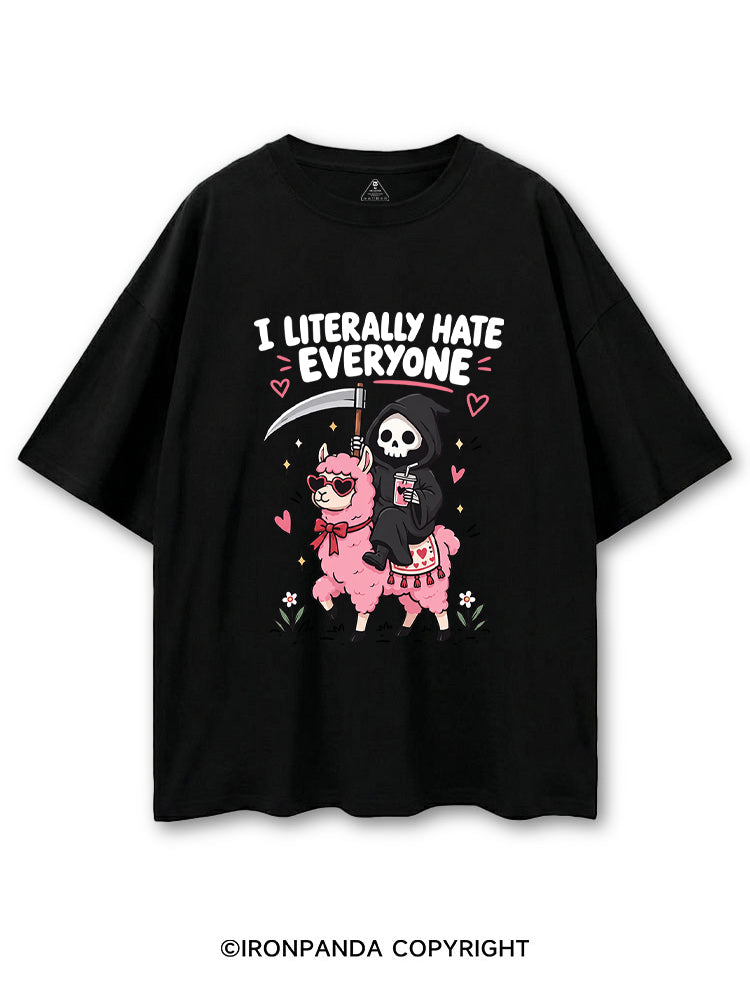 I LITERALLY HATE EVERYONE Grim Reaper Llama Halloween COTTON PUMP COVER