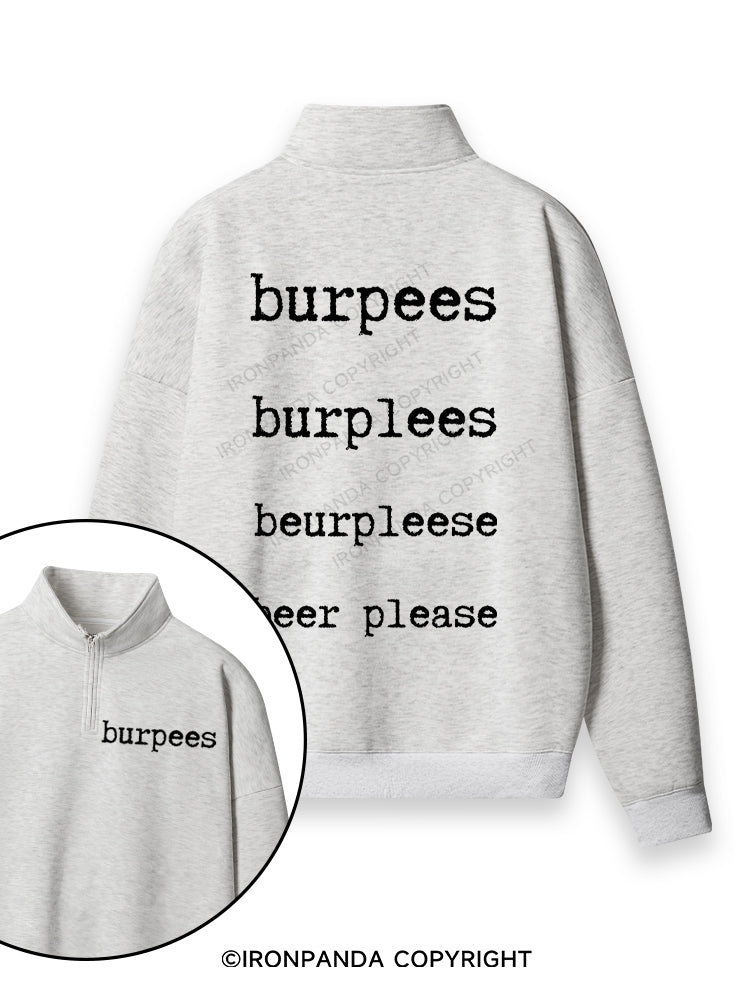 Burpees Double-Sided Printed Quarter-Zip Fleece Sweatshirt