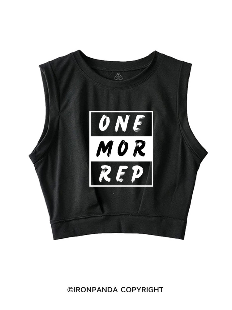 ONE MORE REP POSITIVE GYM STYLE SLEEVELESS CROP TOPS