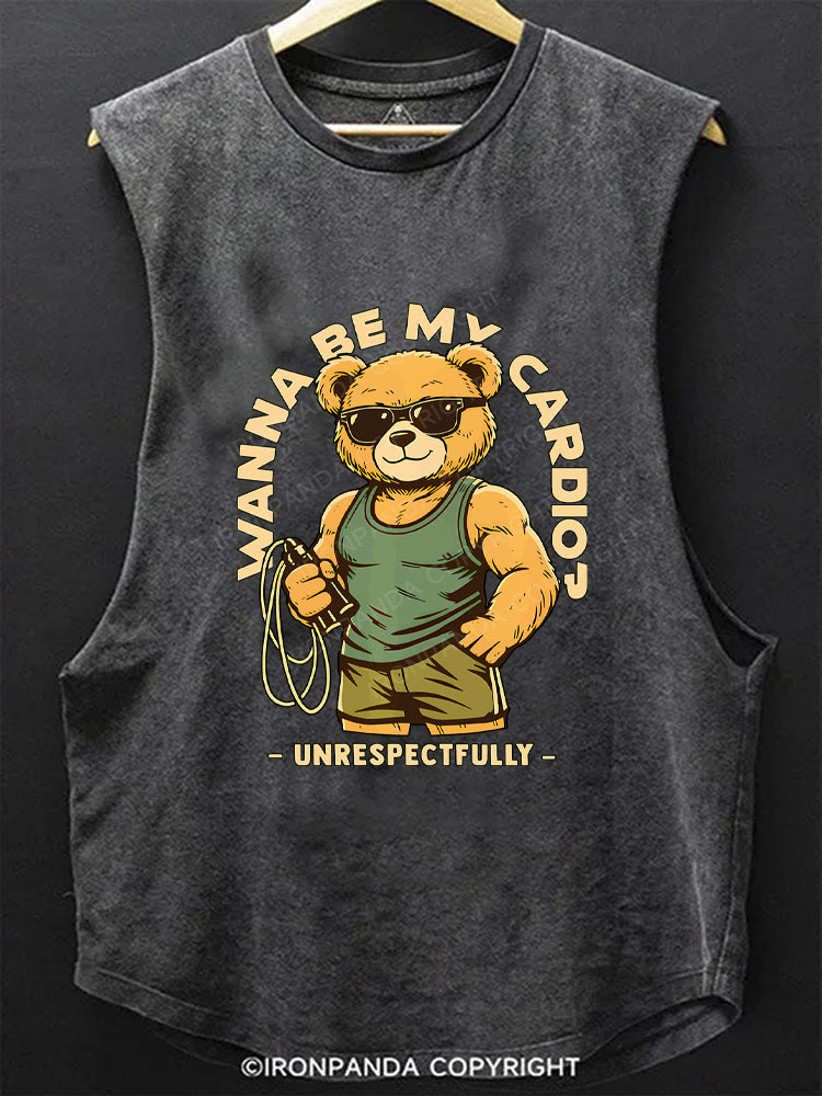 Wanna Be My Cardio Respectfully Scoop Bottom Cotton Tank