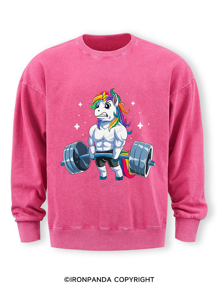 Weightlifting Unicorn Washed Sweatshirt
