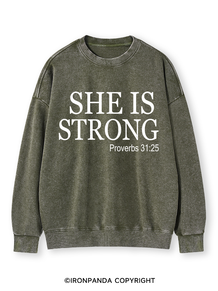 SHE IS STRONG Washed Sweatshirt