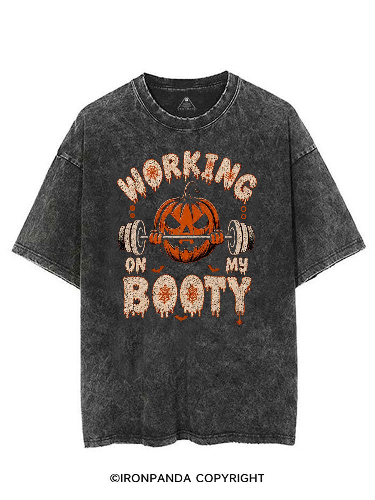 WORKING ON MY BOOTY FUNNY HALLOWEEN PUMPKIN VINTAGE GYM SHIRT
