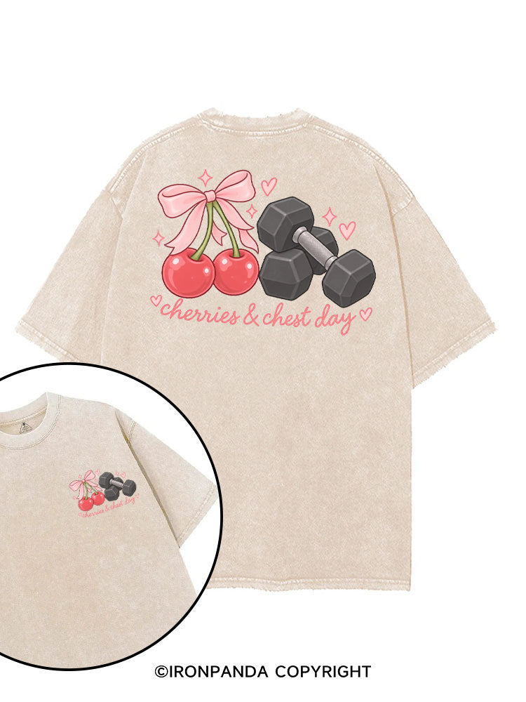 CHERRIES & CHEST DAY printed Gym Shirt