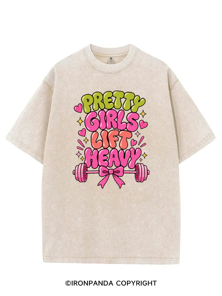 PRETTY GIRLS LIFT HEAVY FUNNY PINK STYLE VINTAGE GYM SHIRT