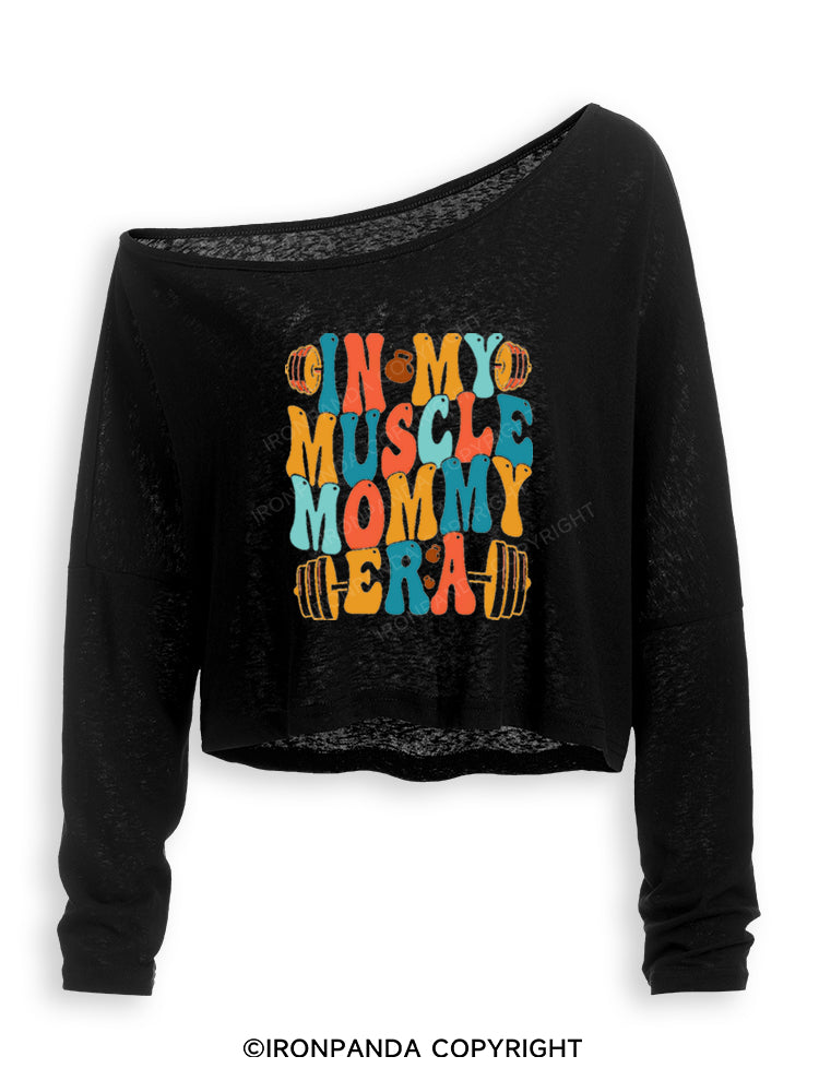 MUSCLE MOMMY ERA GYM LOVER Off Shoulder Long Sleeve Crop Top