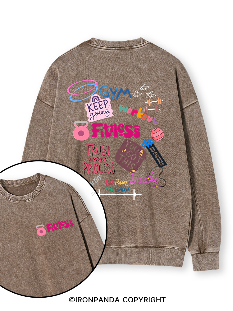 Fitness Double-Sided Printed Washed Sweatshirt
