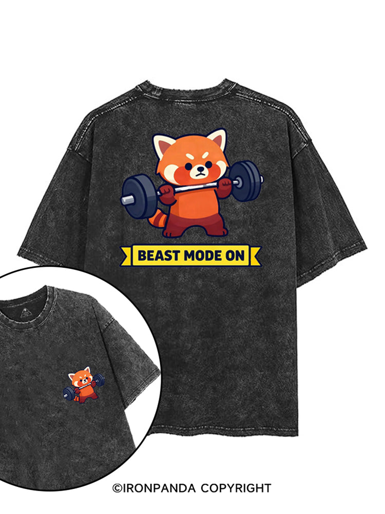 BEAST MODE ON RED PANDA printed Gym Shirt