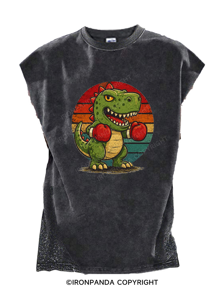 Funny Dinosaur with Boxing Gloves Cut Off Tank
