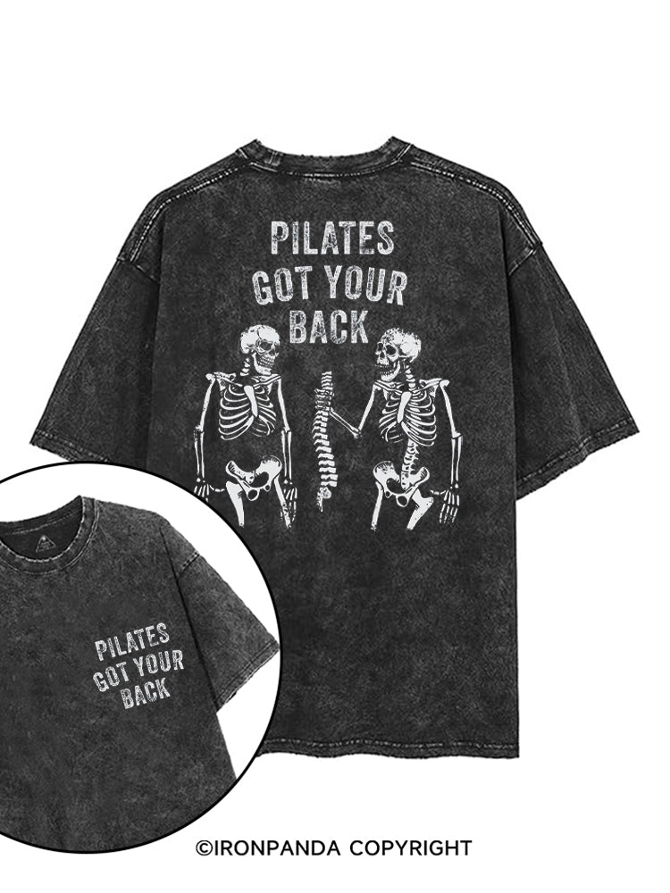 PILATES GOT YOUR BACK SKELETON printed Gym Shirt