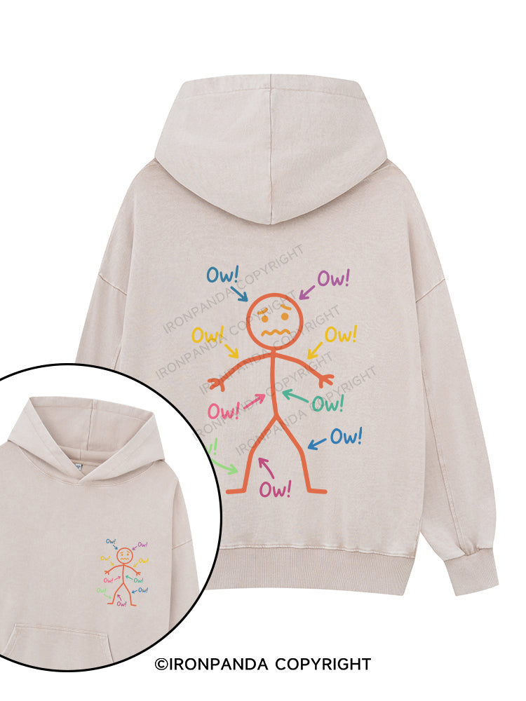 OW! Printed Washed Gym Hoodie