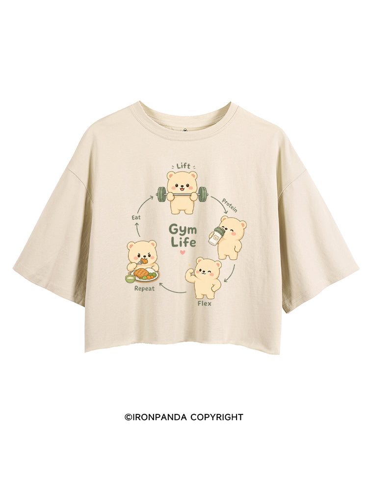 GYM LIFE CUTE BEAR CROP TOPS