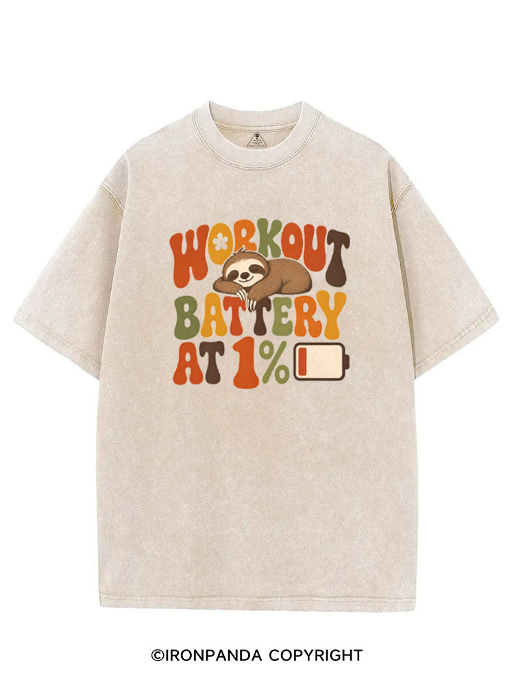 WORKOUT BATTERY AT 1% SLOTH VINTAGE GYM SHIRT