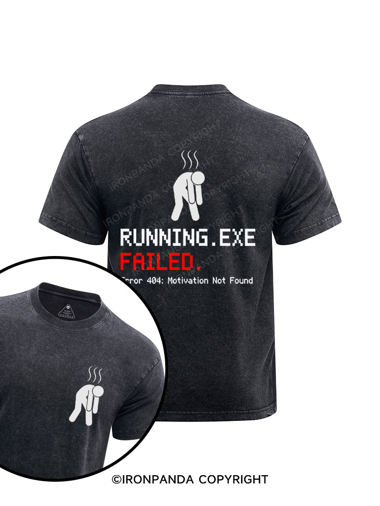 Running.exe Failed Printed Washed Gym Shirt