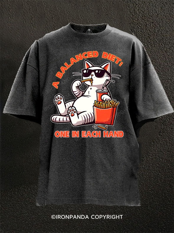 A Balanced Diet One in Each Hand Washed Gym Shirt