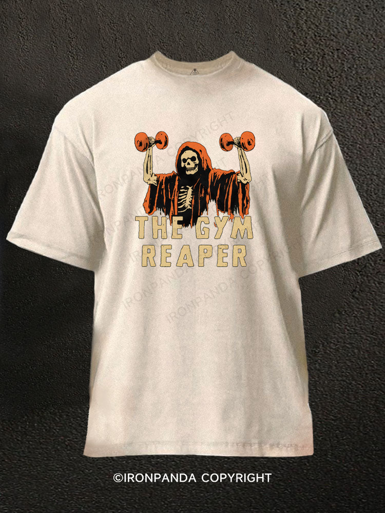 The Gym Reaper Funny Halloween Washed Gym Shirt