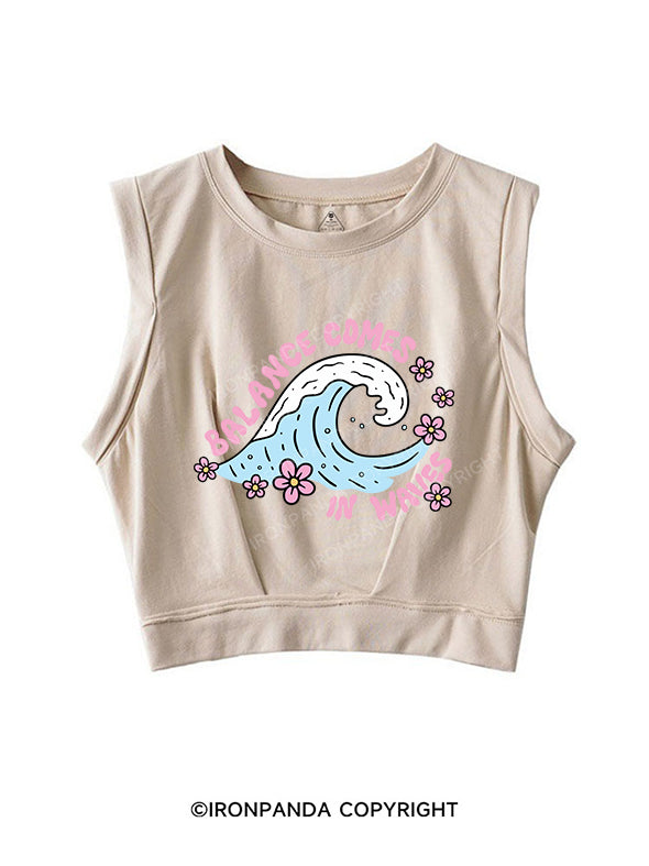 Balance Comes in Waves SLEEVELESS CROP TOPS
