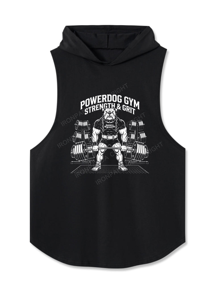 Powerdog Gym Strength and Grit Bulldog Lifting Hooded Tank