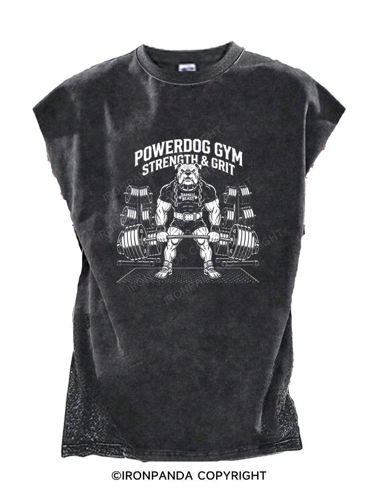 Powerdog Gym Strength and Grit Bulldog Lifting Cut Off Tank
