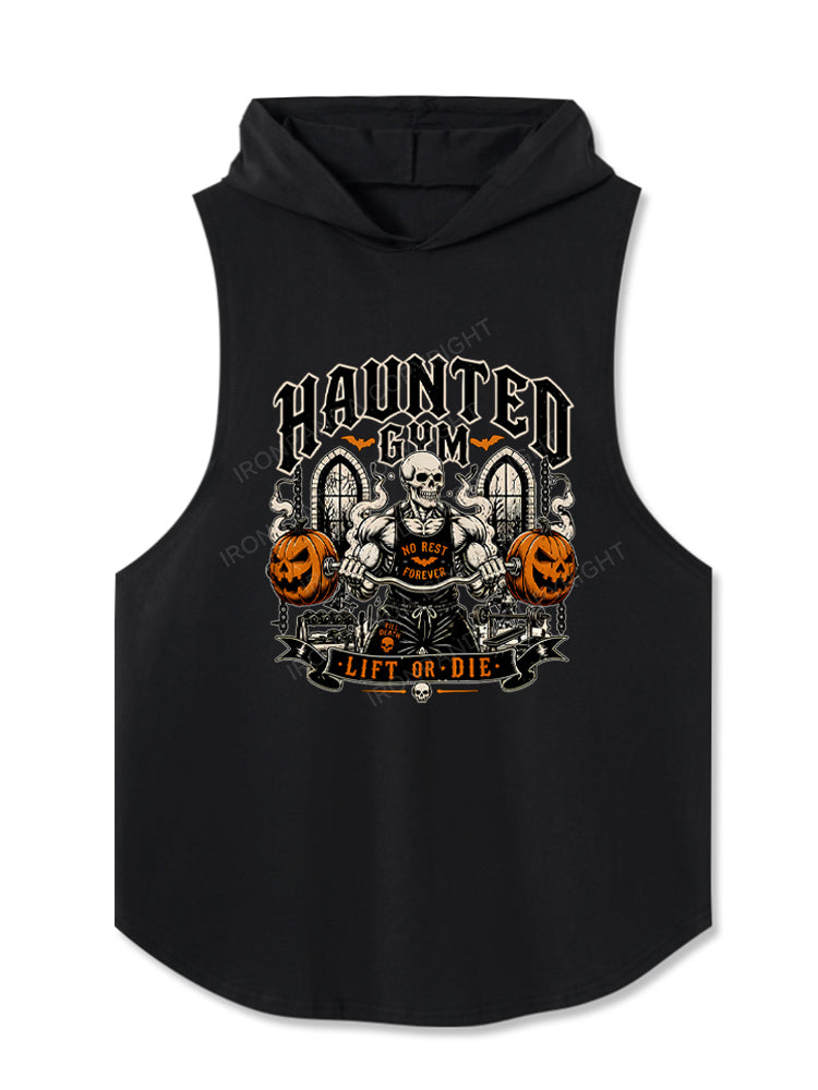 Haunted Gym Halloween Workout Skeleton Pumpkins Hooded Tank