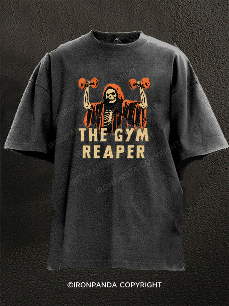 The Gym Reaper Funny Halloween Washed Gym Shirt