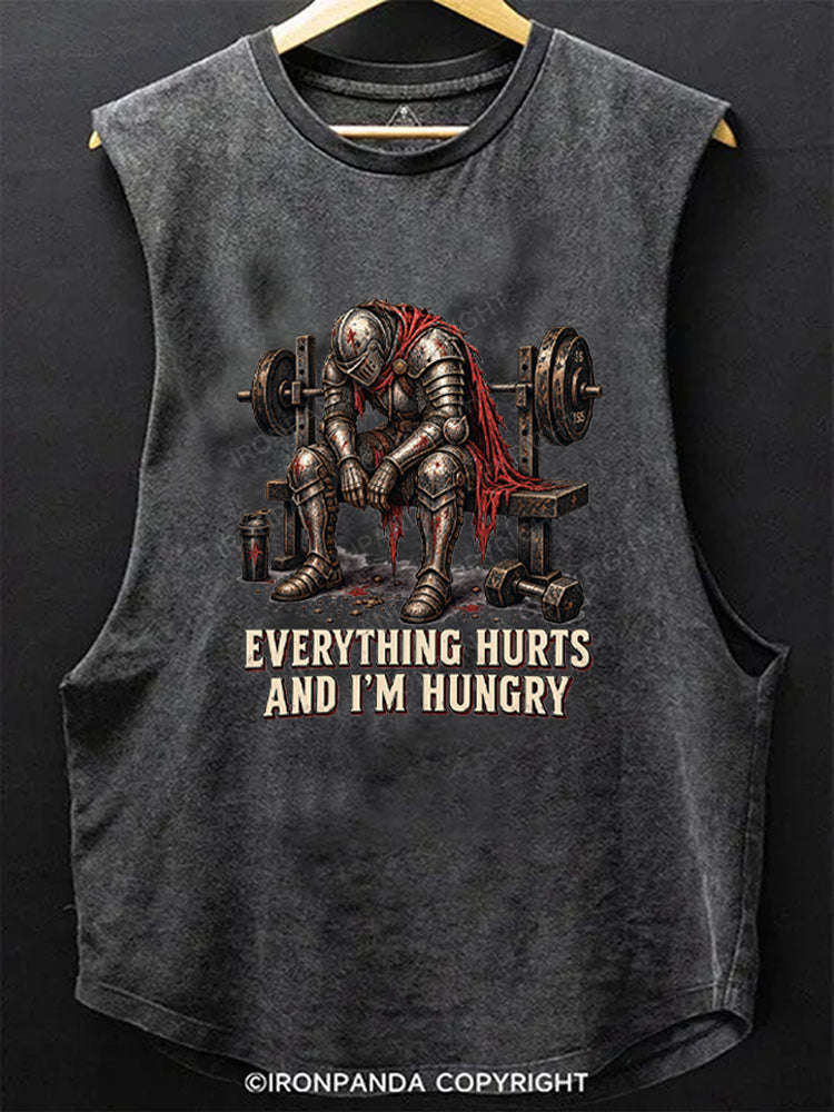 Everything Hurts And Im Hungry Funny Gym Knight Scoop Bottom Cotton Tank