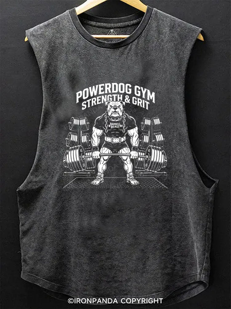 Powerdog Gym Strength and Grit Bulldog Lifting Scoop Bottom Cotton Tank