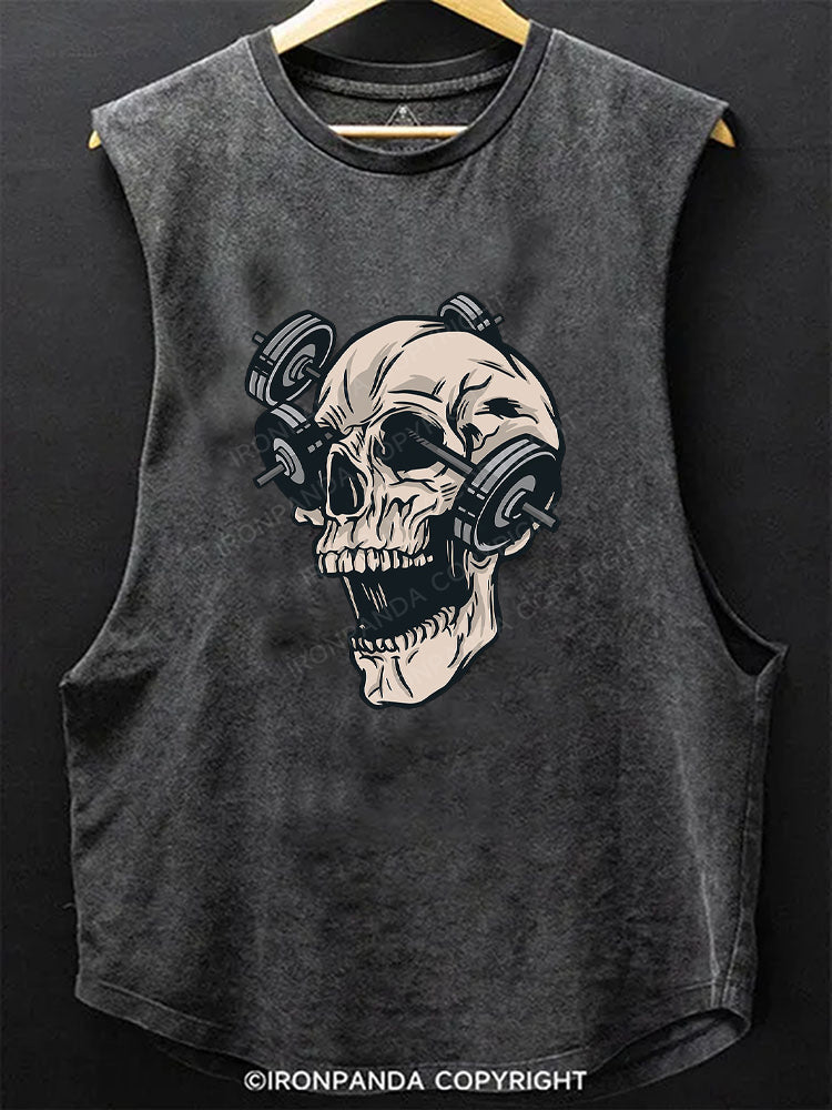 barbell skull Scoop Bottom Cotton Tank