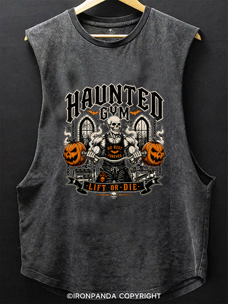 Haunted Gym Halloween Workout Skeleton Pumpkins Scoop Bottom Cotton Tank