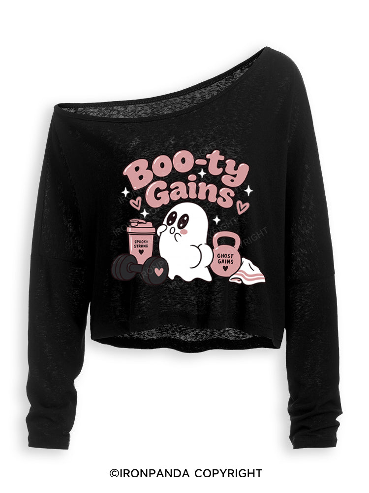 Boo-ty Gains Ghost Off Shoulder Long Sleeve Crop Top