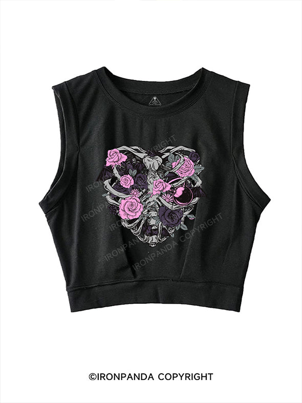Blooms and Bones SLEEVELESS CROP TOPS