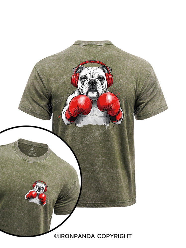 Boxin Bull printed Washed Gym Shirt