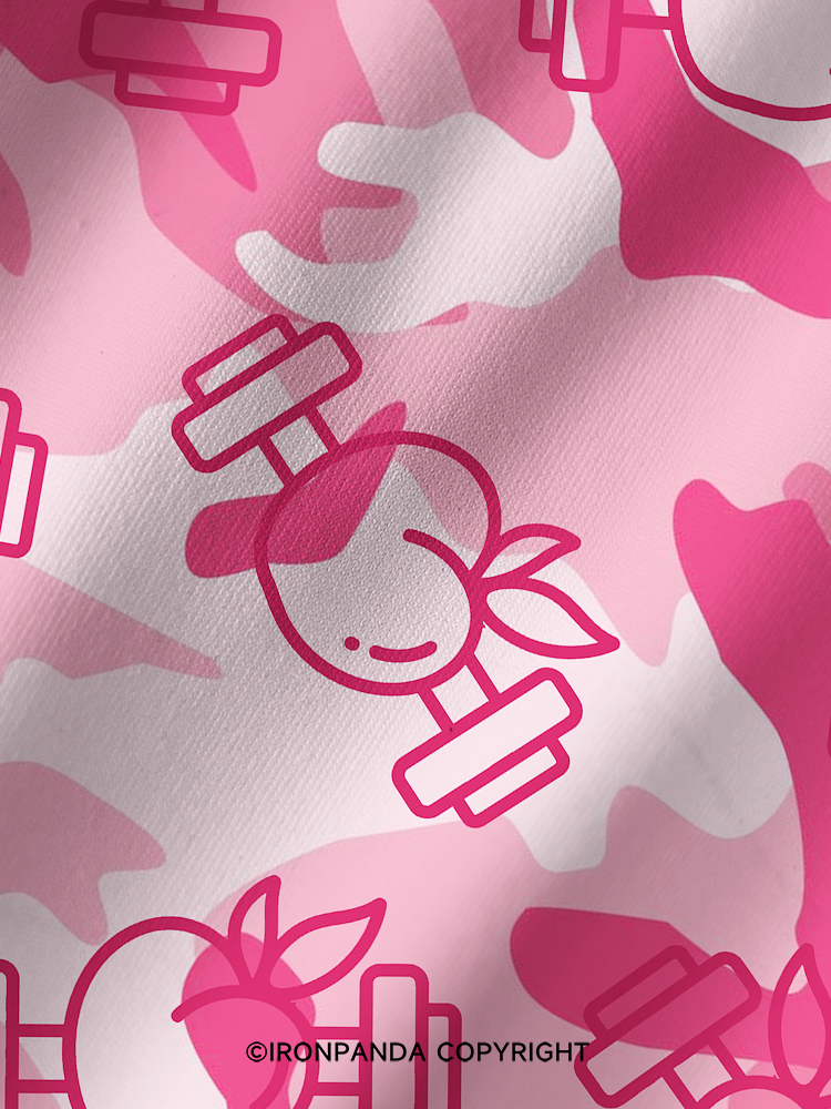 Pink Peach Printed Yoga Shorts