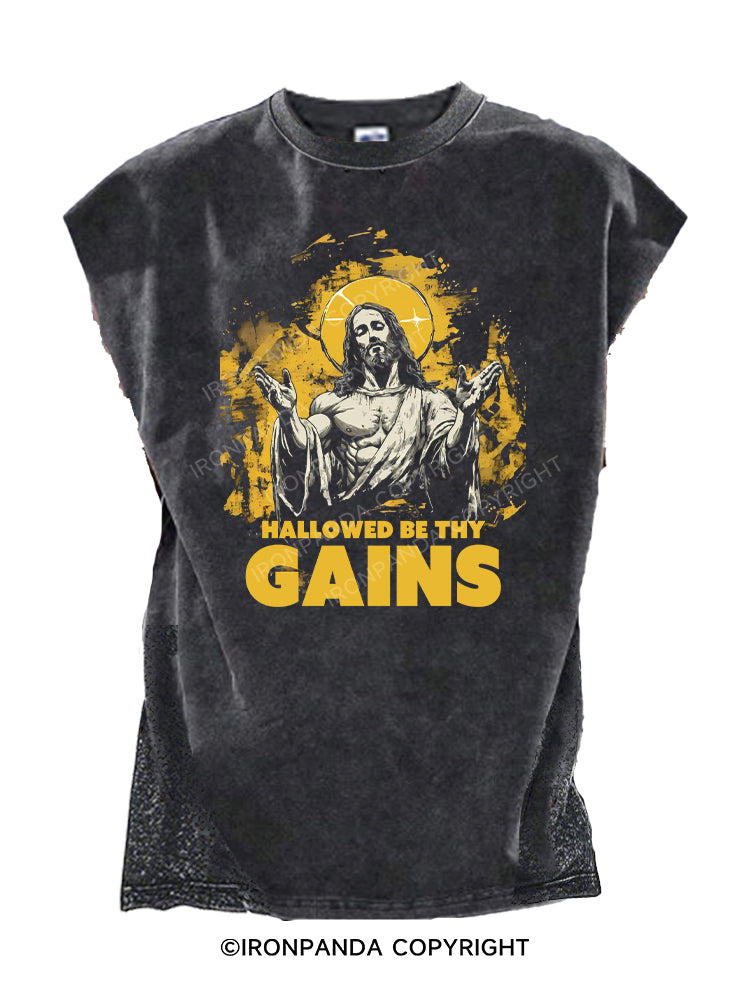 HALLOWED BE THY GAINS Cut Off Tank