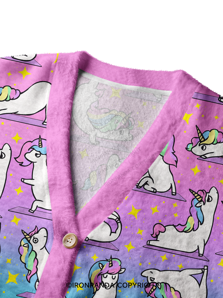 UNICORN YOGA STARLIGHT PARTY Ugly Cardigan Sweater