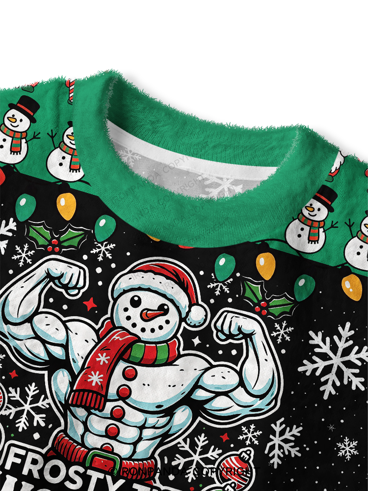 Swoleman Funny Christmas Gym Fuzzy Fleece Crop Sweater