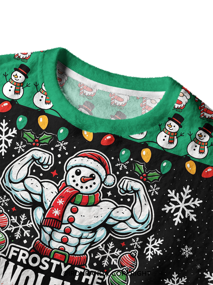 Swoleman Funny Christmas Gym Ugly Fuzzy Fleece Sweater