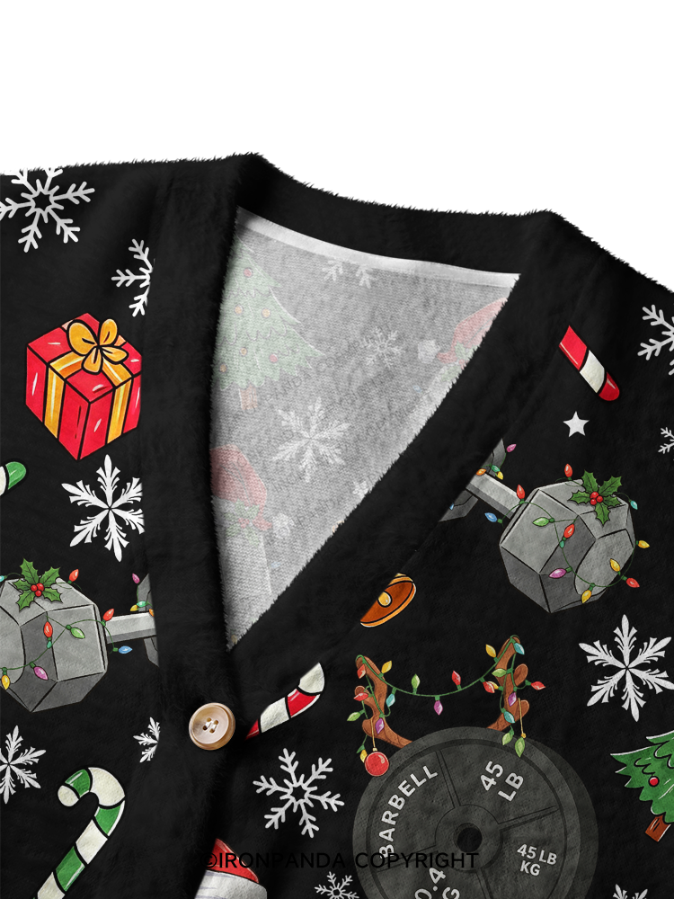 Kettlebell Christmas Ugly Cardigan Sweater