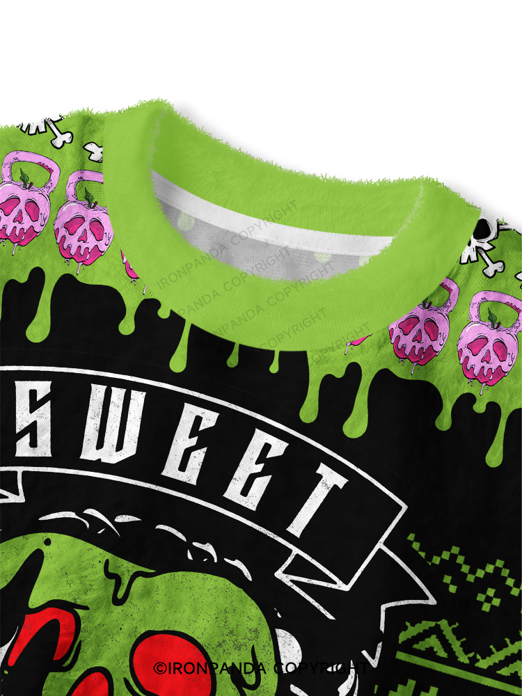Apple kettlebell Fuzzy Fleece Crop Sweater