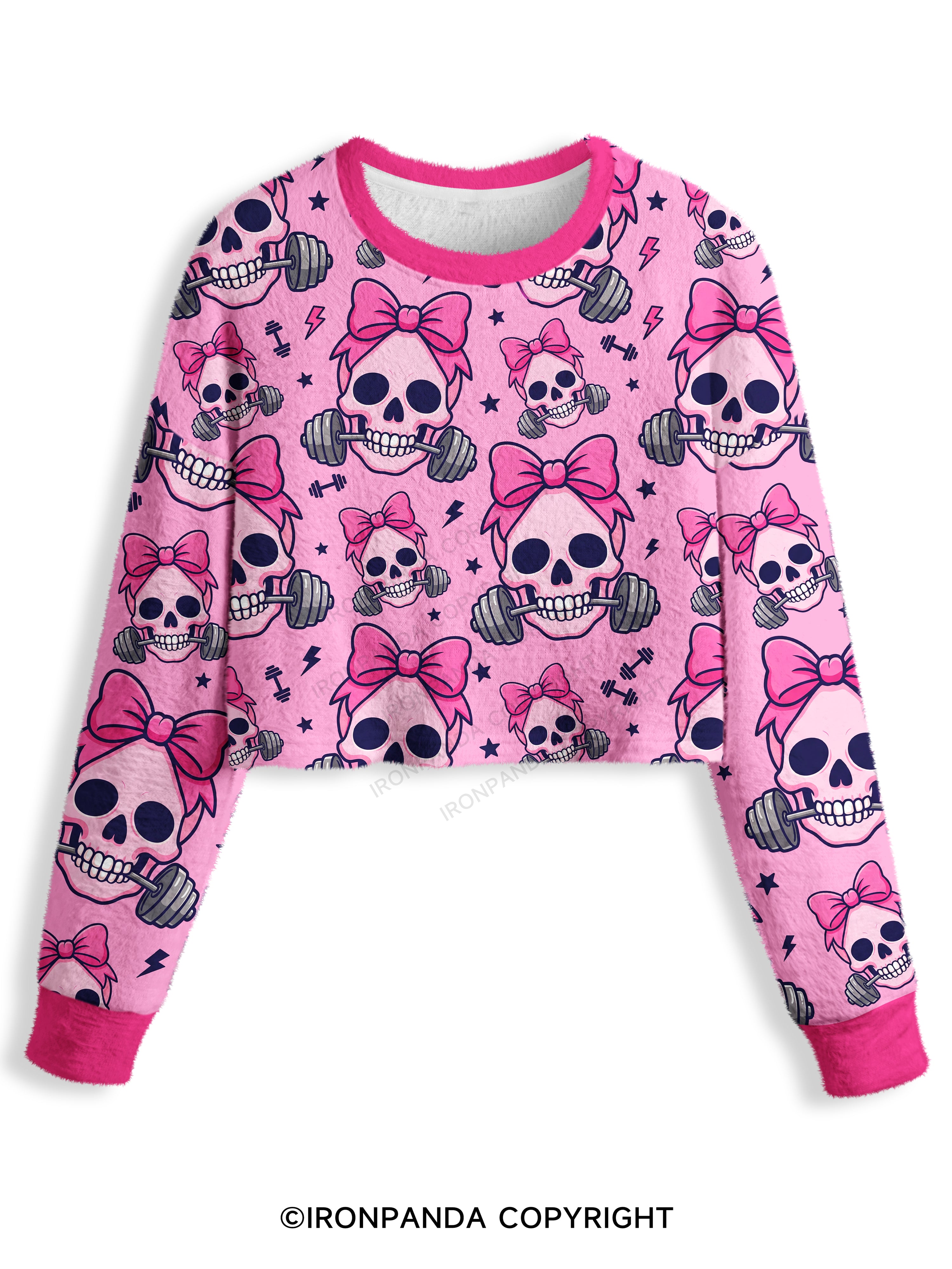 Girly Gym Skull Crop Ugly Sweater
