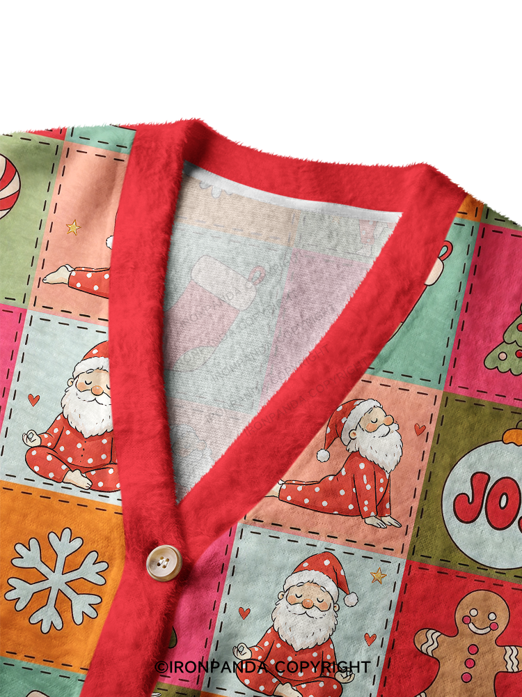 SANTA YOGA CHRISTMAS Ugly Cardigan Sweater