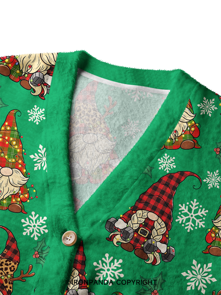 Funny Fitness Christmas Elf Crop Ugly Cardigan Sweater