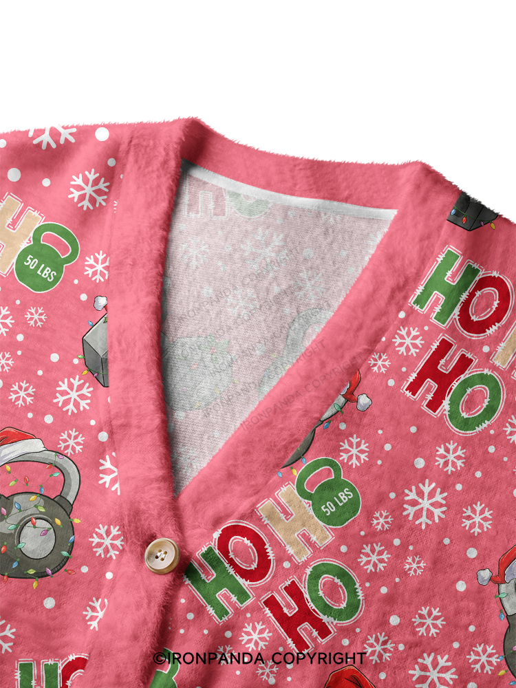 HOHOHO MERRY LIFTMASS Crop Ugly Cardigan Sweater