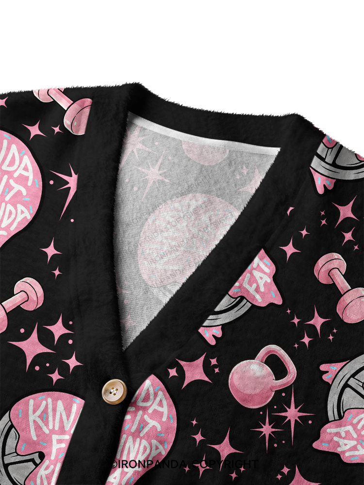 PINK WEIGHTS AND SWEET CALORIE BALANCE Crop Ugly Cardigan Sweater